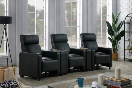 Toohey Black Upholstered Tufted Recliner Living Room Set by Coaster at Eve Furniture