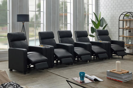 Toohey Black Upholstered Tufted Recliner Living Room Set by Coaster at Eve Furniture