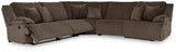 Top Tier 5-Piece Sectional with Recliner in Chocolate by Ashley at Eve Furniture