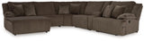 Top Tier 6-Piece Sectional with Recliner in Chocolate by Ashley at Eve Furniture