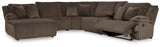 Top Tier 6-Piece Sectional with Recliner in Chocolate by Ashley at Eve Furniture