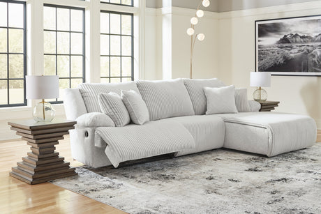 Top Tier Alloy 3-Piece RAF Chaise Reclining Sectional by Ashley at Eve Furniture