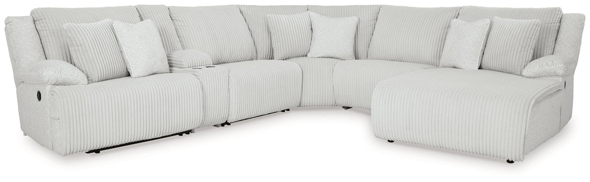 Top Tier Alloy 6-Piece Manual Reclining Modular Sectional with (RAF) Chaise and Console by Ashley at Eve Furniture