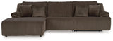 Top Tier Chocolate 3-Piece Reclining Sectional with LAF Chaise by Ashley at Eve Furniture