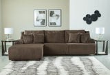 Top Tier Chocolate 3-Piece Reclining Sectional with LAF Chaise by Ashley at Eve Furniture
