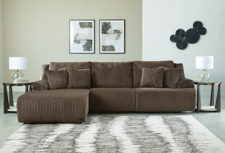 Top Tier Chocolate 3-Piece Reclining Sectional with LAF Chaise by Ashley at Eve Furniture
