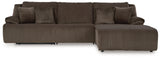 Top Tier Chocolate 3-Piece Reclining Sectional with RAF Chaise by Ashley at Eve Furniture