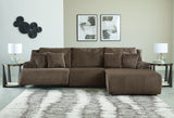 Top Tier Chocolate 3-Piece Reclining Sectional with RAF Chaise by Ashley at Eve Furniture