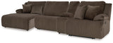 Top Tier Chocolate 4-Piece LAF Chaise Reclining Sectional by Ashley at Eve Furniture
