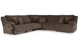 Top Tier Chocolate 5-Piece Manual Reclining Modular Sectional by Ashley at Eve Furniture