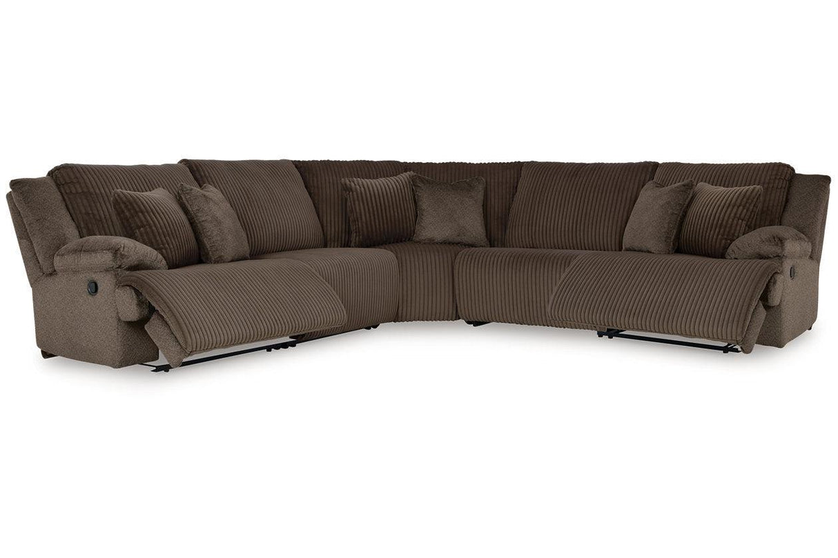 Top Tier Chocolate 5-Piece Manual Reclining Modular Sectional by Ashley at Eve Furniture
