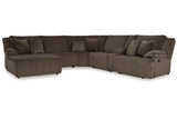 Top Tier Chocolate 6-Piece Reclining Modular Sectional with (LAF) Chaise by Ashley at Eve Furniture