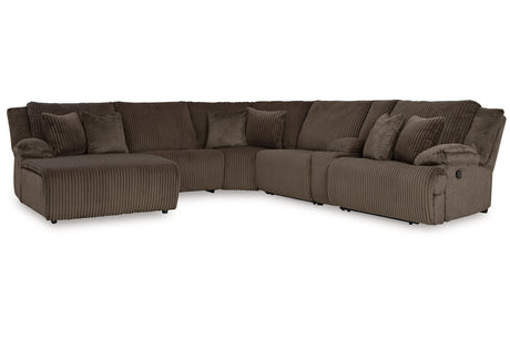 Top Tier Chocolate 6-Piece Reclining Modular Sectional with (LAF) Chaise by Ashley at Eve Furniture