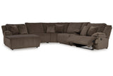 Top Tier Chocolate 6-Piece Reclining Modular Sectional with (LAF) Chaise by Ashley at Eve Furniture