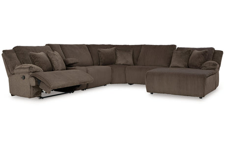 Top Tier Chocolate 6-Piece Reclining Modular Sectional with (RAF) Chaise by Ashley at Eve Furniture