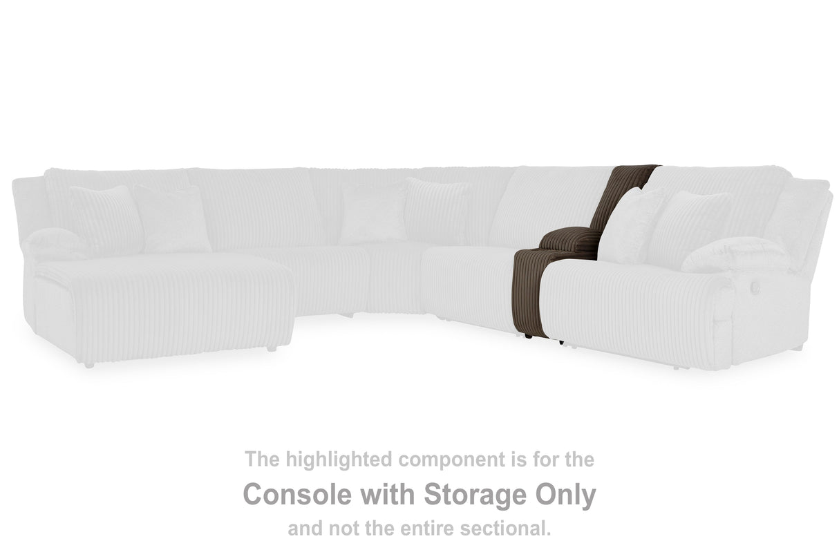 Top Tier Chocolate Console with Storage by Ashley at Eve Furniture