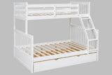 Top White Twin/Full Bunk Bed W/Twin Trundle by Happy Homes at Eve Furniture