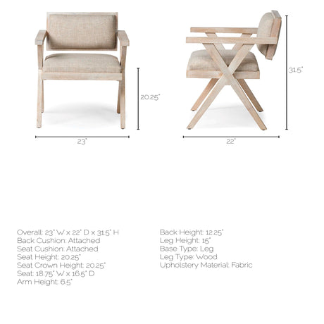Topanga I Cream Fabric Wrap Blonde Wooden Frame Dining Chair by Mercana at Eve Furniture