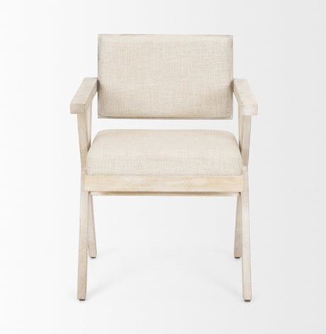 Topanga I Cream Fabric Wrap Blonde Wooden Frame Dining Chair by Mercana at Eve Furniture