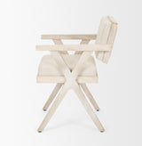 Topanga I Cream Fabric Wrap Blonde Wooden Frame Dining Chair by Mercana at Eve Furniture