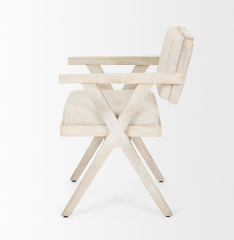 Topanga I Cream Fabric Wrap Blonde Wooden Frame Dining Chair by Mercana at Eve Furniture