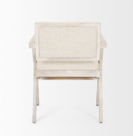 Topanga I Cream Fabric Wrap Blonde Wooden Frame Dining Chair by Mercana at Eve Furniture