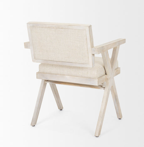 Topanga I Cream Fabric Wrap Blonde Wooden Frame Dining Chair by Mercana at Eve Furniture