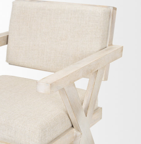 Topanga I Cream Fabric Wrap Blonde Wooden Frame Dining Chair by Mercana at Eve Furniture