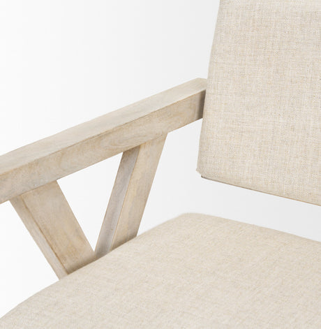 Topanga I Cream Fabric Wrap Blonde Wooden Frame Dining Chair by Mercana at Eve Furniture