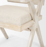 Topanga I Cream Fabric Wrap Blonde Wooden Frame Dining Chair by Mercana at Eve Furniture