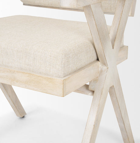 Topanga I Cream Fabric Wrap Blonde Wooden Frame Dining Chair by Mercana at Eve Furniture