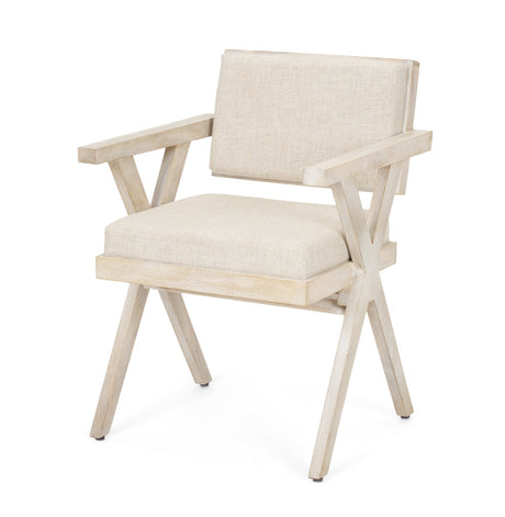 Topanga I Cream Fabric Wrap Blonde Wooden Frame Dining Chair by Mercana at Eve Furniture