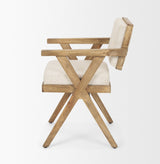 Topanga I Cream Fabric Wrap Medium Brown Wooden Frame Dining Chair by Mercana at Eve Furniture