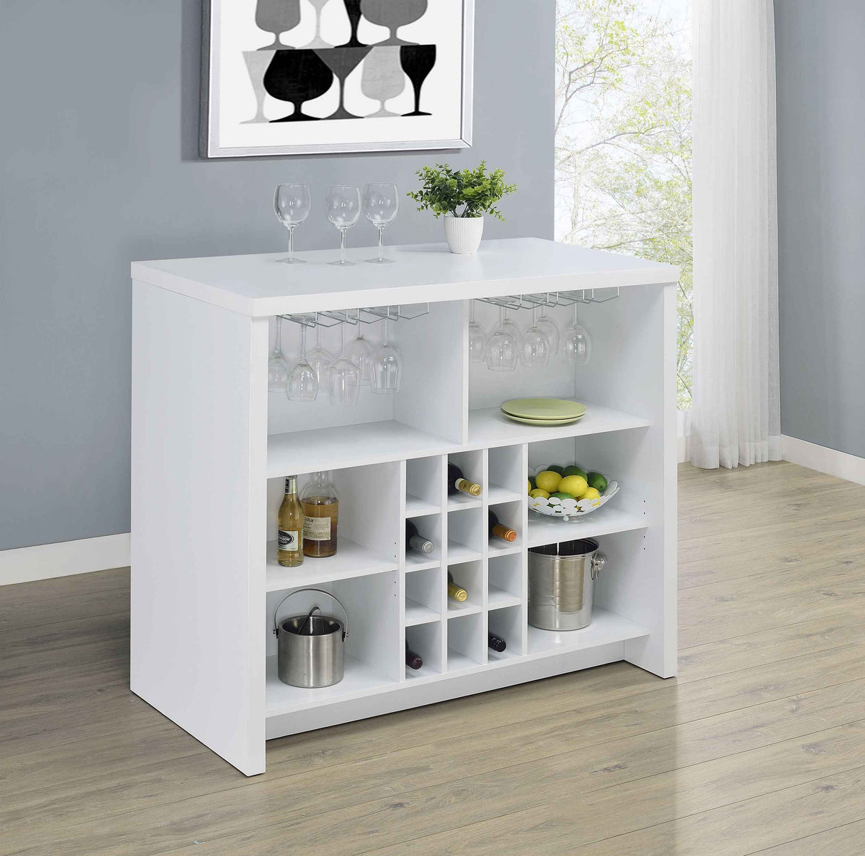 Topanga White Engineered Wood Freestanding Home Bar by Coaster at Eve Furniture