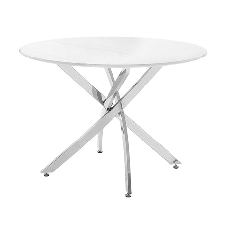 Topeka Chrome Round Dining Table by Homelegance at Eve Furniture