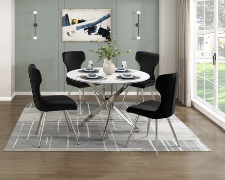 Topeka Chrome Round Dining Table by Homelegance at Eve Furniture