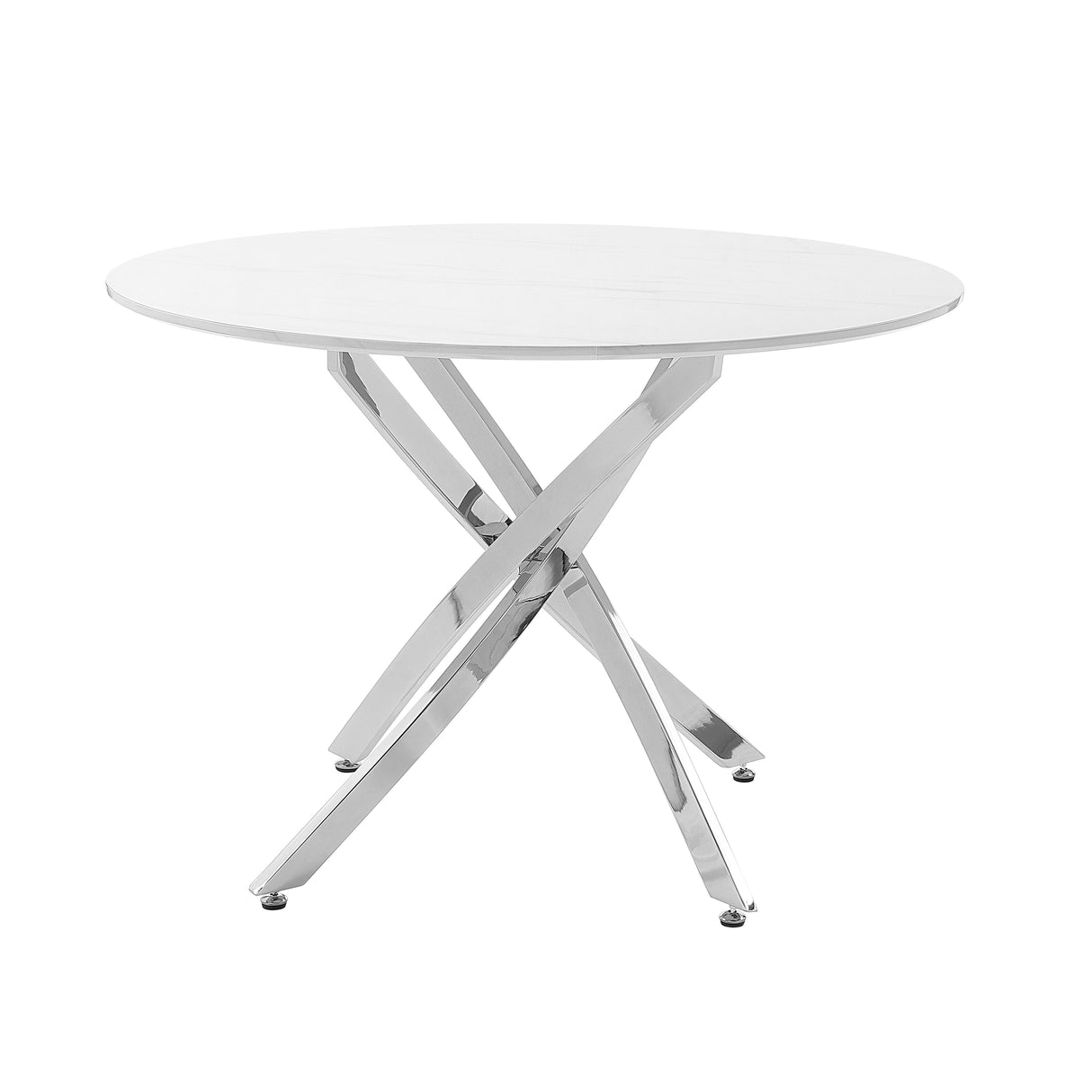 Topeka Chrome Round Dining Table by Homelegance at Eve Furniture