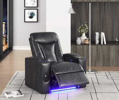 Topgun Black Power Reclining Chair (Bluetooth Speaker + Led Light) by Happy Homes at Eve Furniture