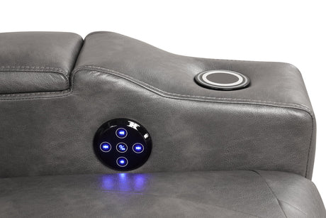 Topgun Dark Gray Power Reclining Chair (Bluetooth Speaker + Led Light) by Happy Homes at Eve Furniture