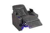 Topgun Dark Gray Power Reclining Chair (Bluetooth Speaker + Led Light) by Happy Homes at Eve Furniture