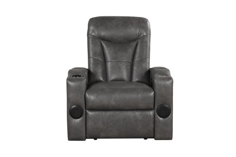 Topgun Dark Gray Power Reclining Chair (Bluetooth Speaker + Led Light) by Happy Homes at Eve Furniture