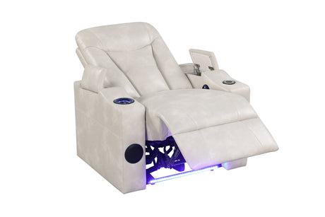 Topgun Ivory Power Reclining Chair (Bluetooth Speaker + Led Light) by Happy Homes at Eve Furniture