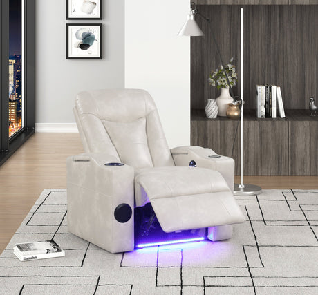 Topgun Ivory Power Reclining Chair (Bluetooth Speaker + Led Light) by Happy Homes at Eve Furniture