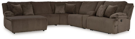 Top Tier 6-Piece Sectional with Recliner in Chocolate by Ashley at Eve Furniture