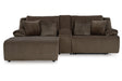 Top Tier Chocolate 3-Piece Reclining Modular Sectional with (LAF) Chaise and Console by Ashley at Eve Furniture