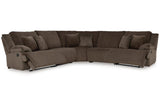 Top Tier Chocolate 5-Piece Manual Reclining Modular Sectional by Ashley at Eve Furniture