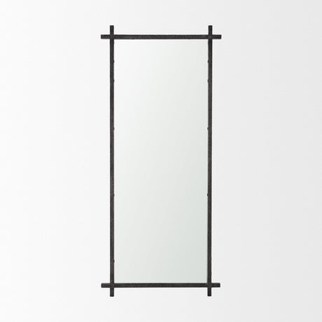 Tori Gunmetal w/ Textured Metal Cross Frame Wall Mirror by Mercana at Eve Furniture