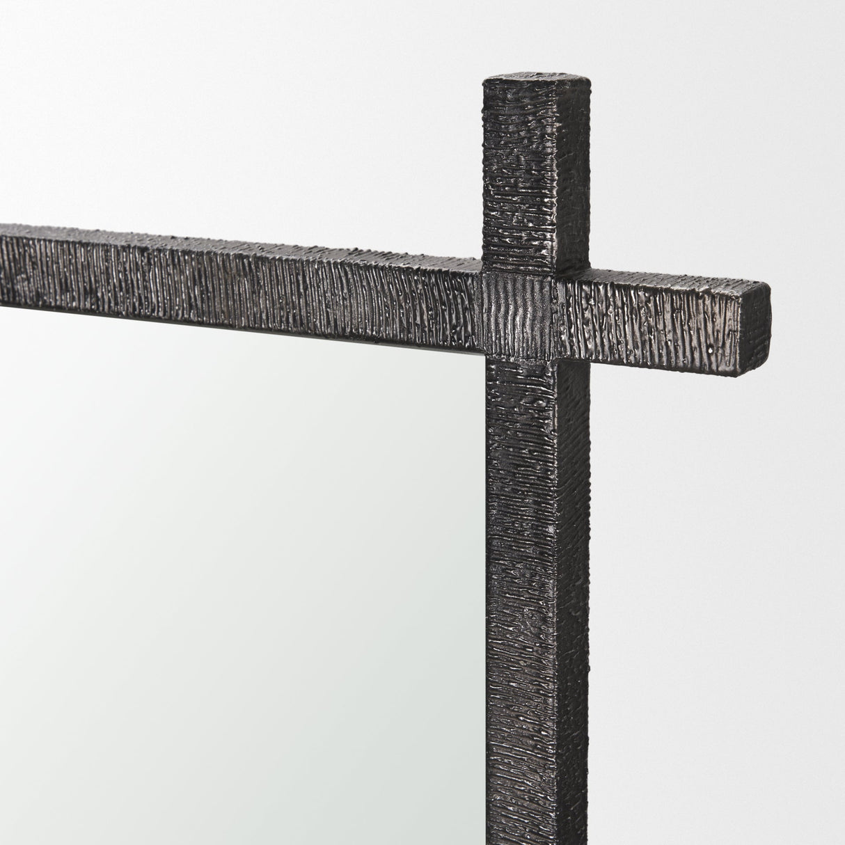 Tori Gunmetal w/ Textured Metal Cross Frame Wall Mirror by Mercana at Eve Furniture