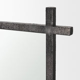 Tori Gunmetal w/ Textured Metal Cross Frame Wall Mirror by Mercana at Eve Furniture