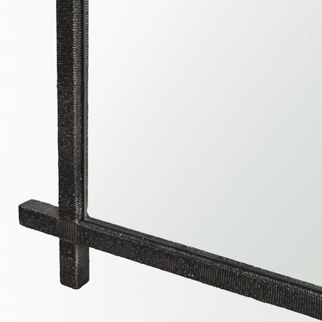 Tori Gunmetal w/ Textured Metal Cross Frame Wall Mirror by Mercana at Eve Furniture